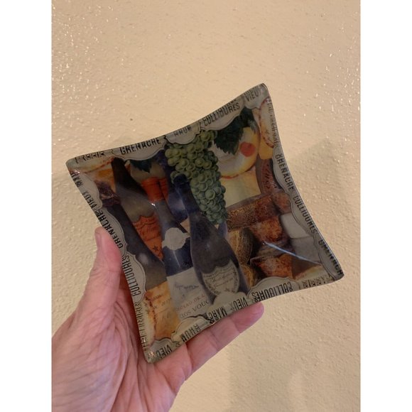 Annie Modica Gold Leaf Bottom Trinket Tray, Rare layered glass, AM French Coll. - Picture 2 of 11